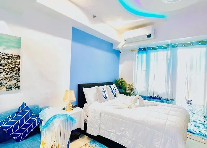 Ocean Theme Navy Blue Deluxe Suite With Ps4 And Balcony Overlooking Manila Bay And Manila Zoo Plus Near Manila Yacht Club And Star City