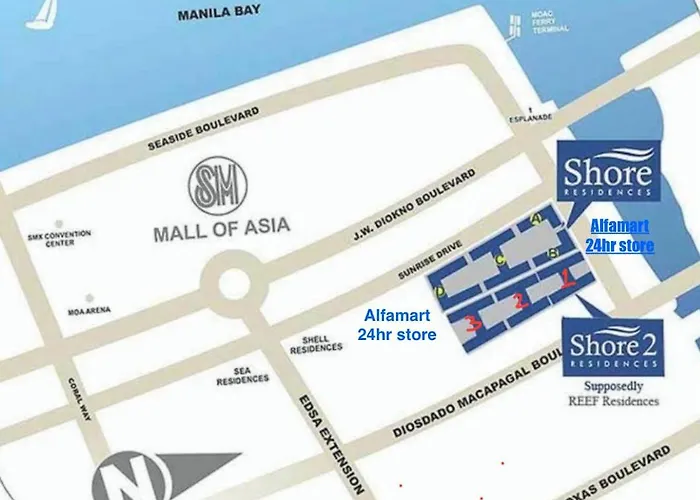 2 Bedrooms And 2 Cr, 1 Ensuite Room In Shore Residences Pasay City Walking Distance To Mall Of Asia And Near In Manila Airport